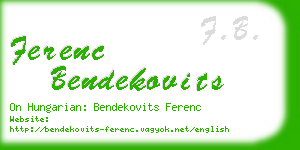 ferenc bendekovits business card